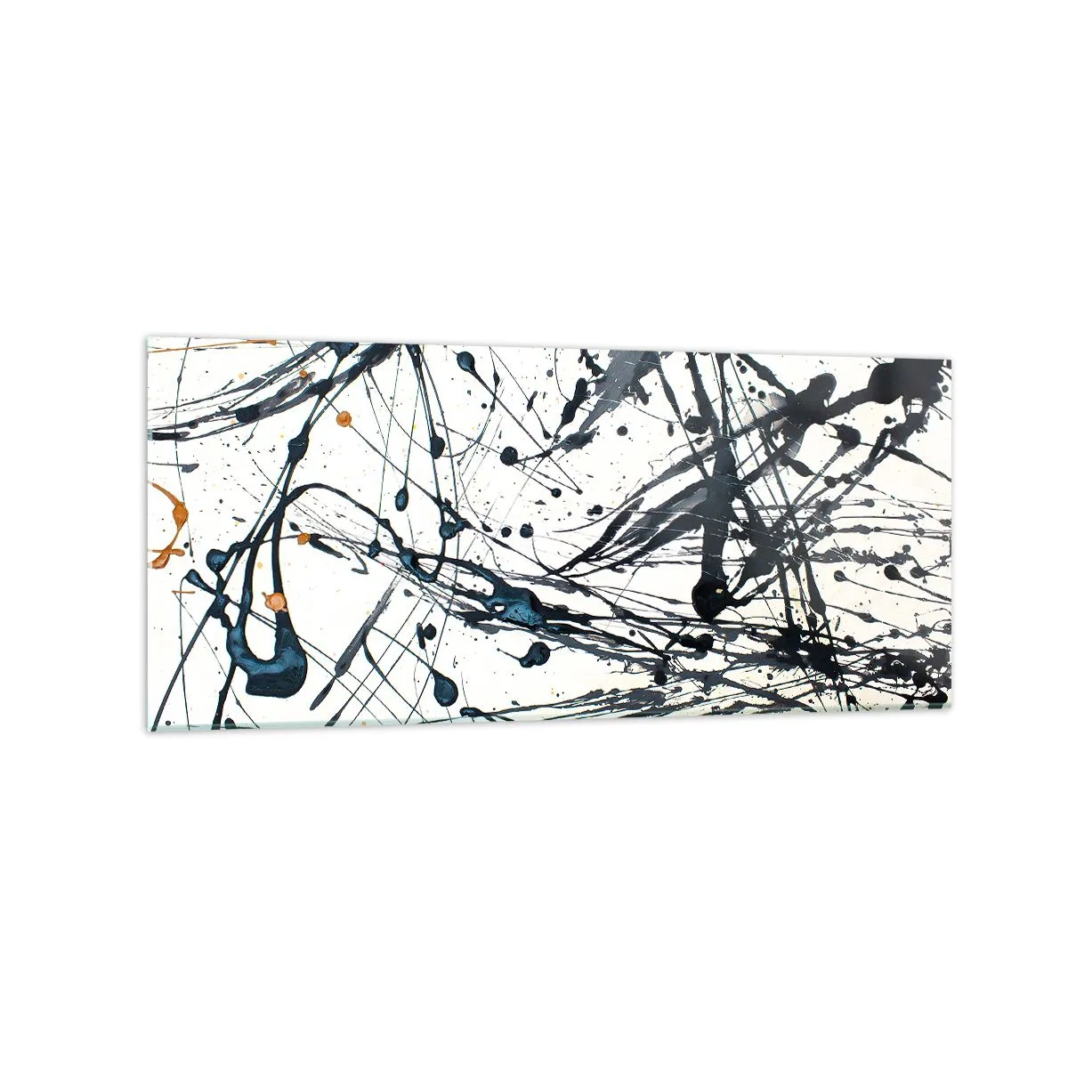 Glasbild - Bild auf glas - Ein abstraktes Gemälde mit Farbspritzern in dynamischen Mustern. - 120x50cm - Expressionistische Abstraktion - Moderne Wanddekoration für Wohnzimmer und Schlafzimmer ARTTOR