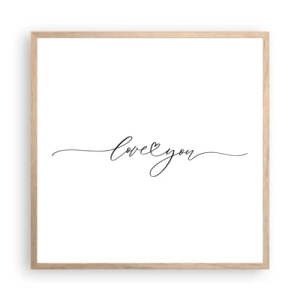 Poster in einem Rahmen aus heller Eiche - Schwarz auf weiß - 60x60 cm