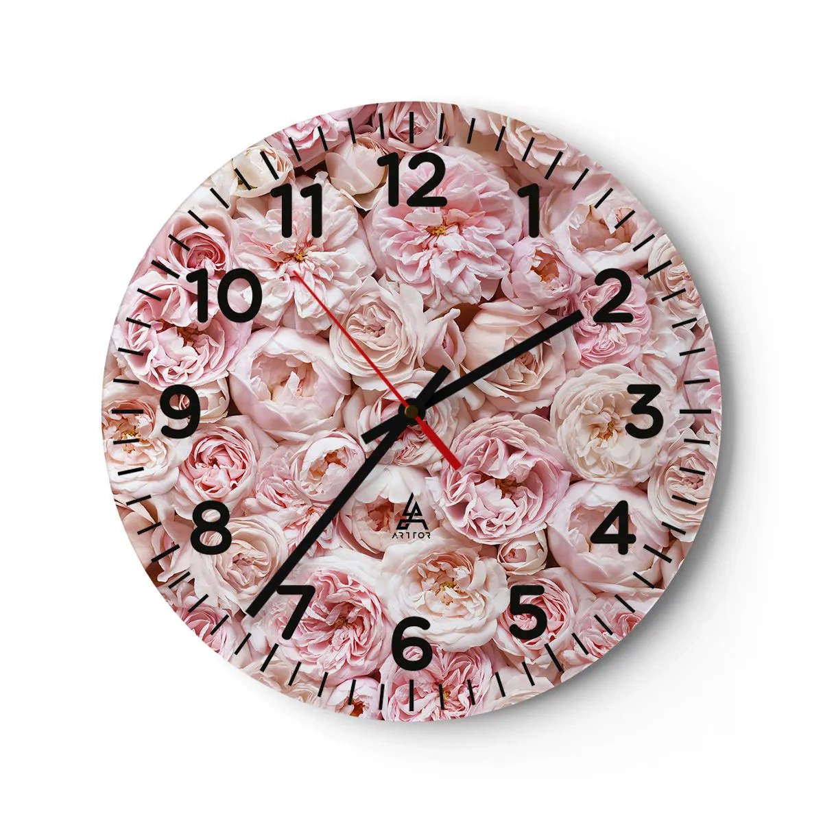 Wanduhr - Glasuhr - Auf Rosen gebettet - 30x30 cm