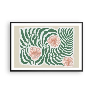 Poster in einem schwarzem Rahmen - Aufgeblüht in Grün - 91x61 cm