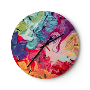 Wanduhr - Glasuhr - Die Geburt der Farben - 40x40 cm