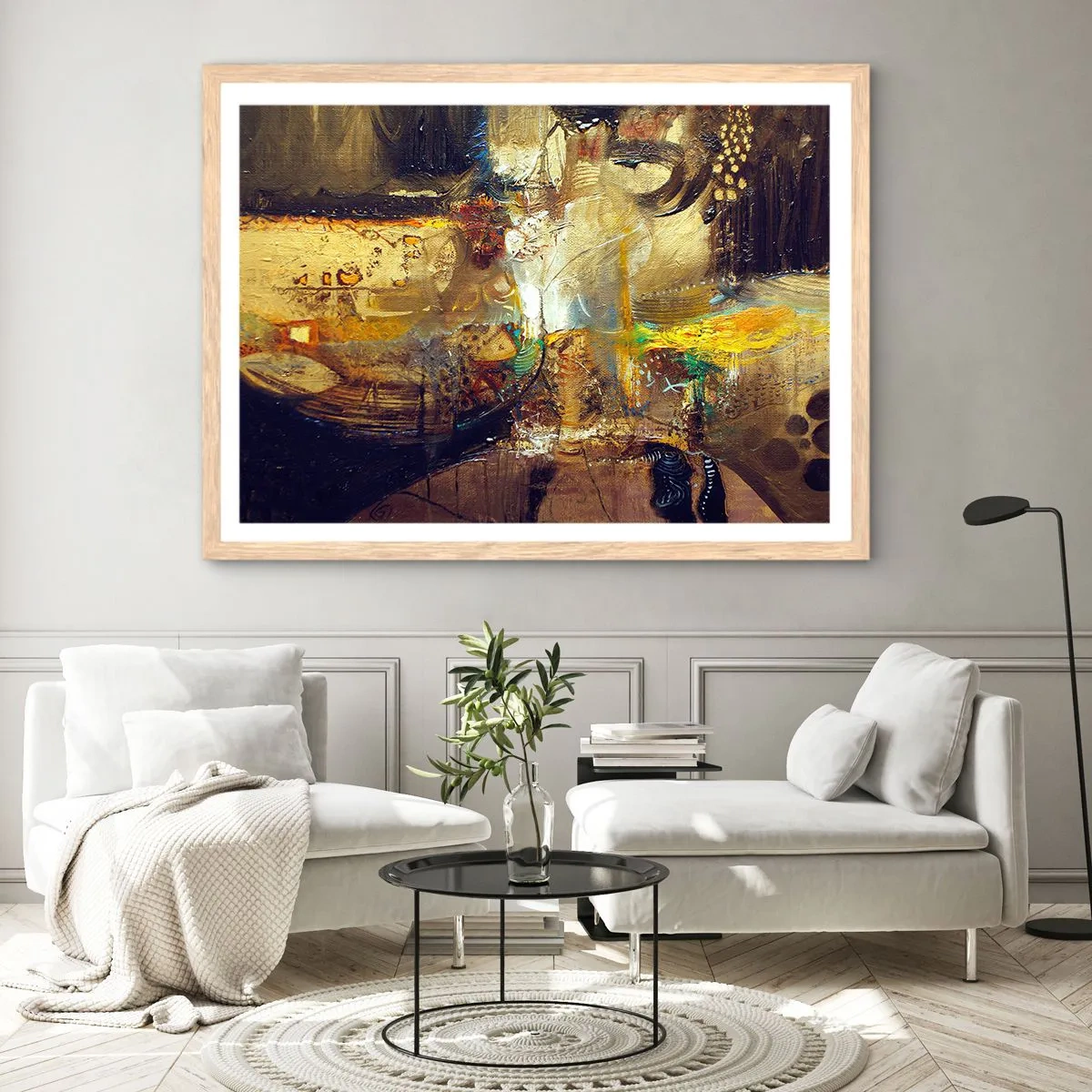 Poster in einem Rahmen aus heller Eiche - Kalt, wärmer, heiß - 70x50 cm