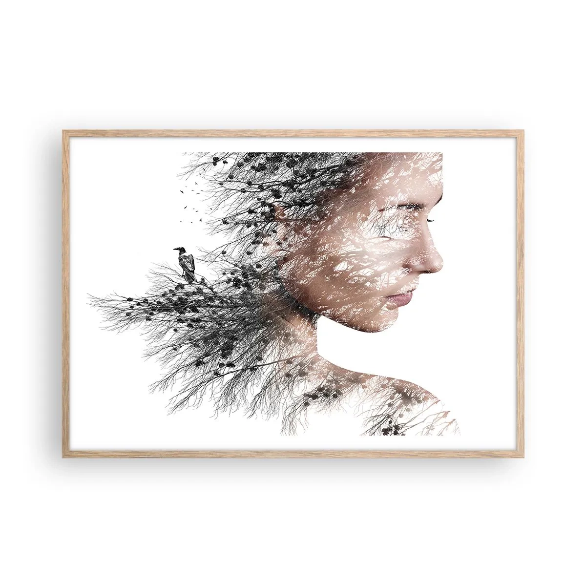 Poster in einem Rahmen aus heller Eiche - Der Geist des Waldes - 100x70 cm