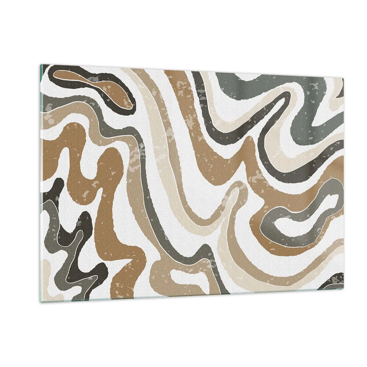 Glasbild - Bild auf glas - Abstraktes Muster in erdigen Farben - 120x80cm - Mäander in Erdfarben - Moderne Wanddekoration für Wohnzimmer und Schlafzimmer ARTTOR