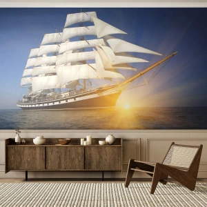 Fototapete Premium Canvas - Ihre Zeit wird nie vergehen - Meer, Segelschiff, Schiff - 300x210 cm