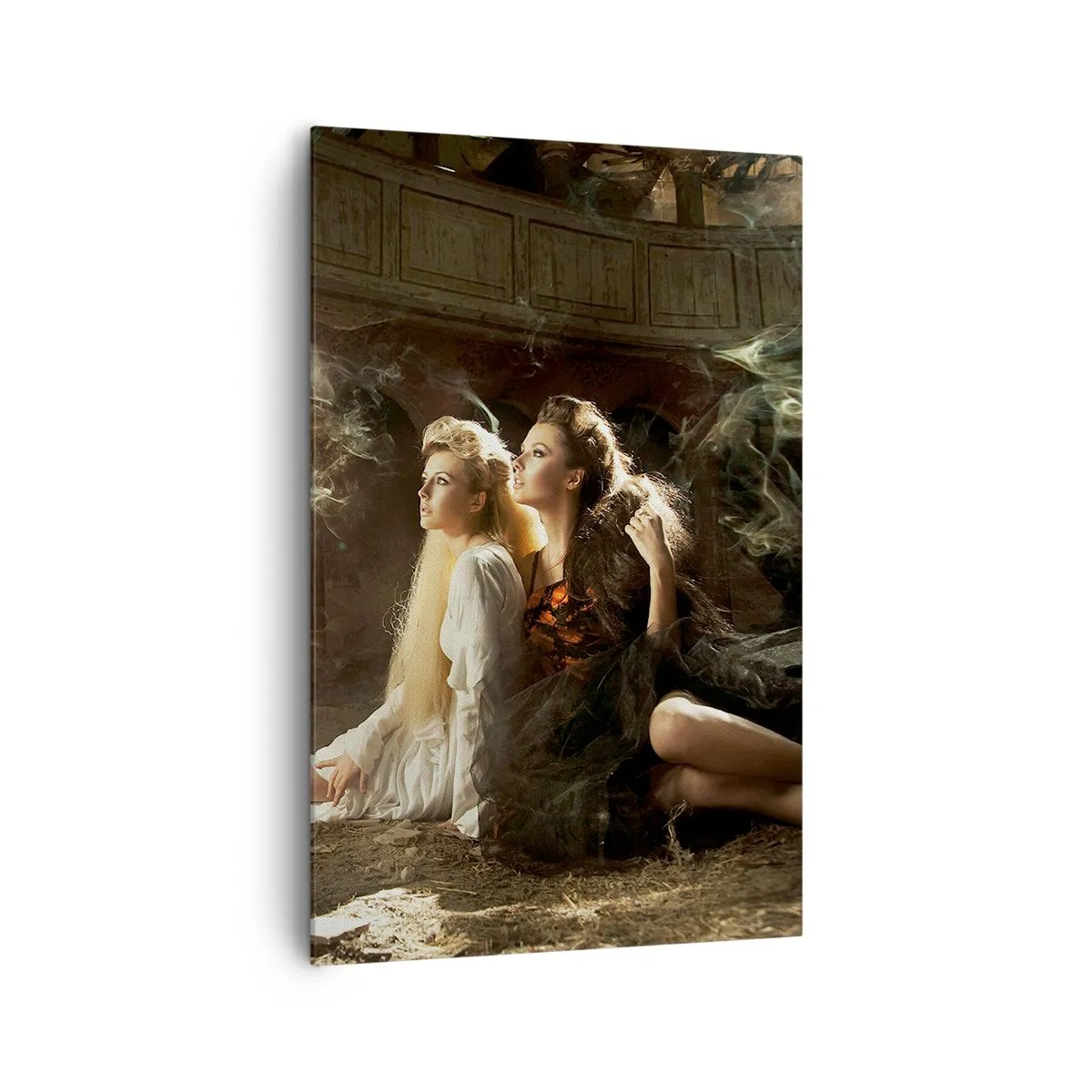 Bild auf Leinwand - Leinwandbild - Zwei Frauen in einer magischen Umgebung mit ätherischen Lichteffekten. - 80x120cm - Und es gab Poesie - Moderne Wanddekoration für Wohnzimmer und Schlafzimmer ARTTOR
