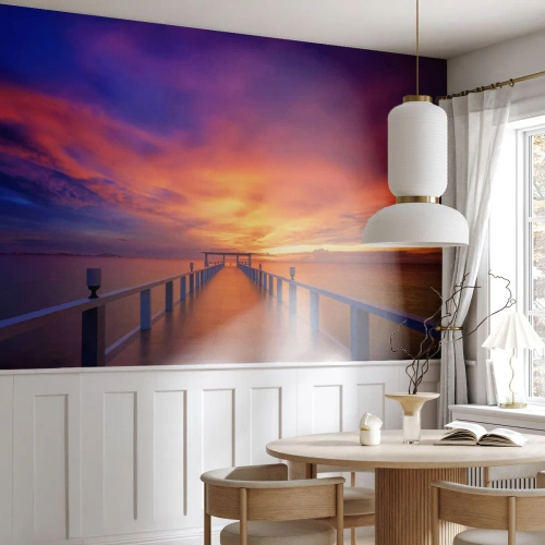 Maßgeschneiderte Fototapete Premium Canvas - Ohne Ende - Landschaft, Seebrücke, Sonnenuntergang