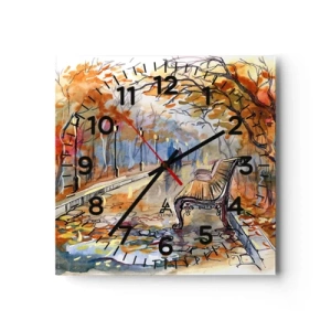 Wanduhr - Glasuhr - Gemeinsam im Herbst wandern - 30x30 cm
