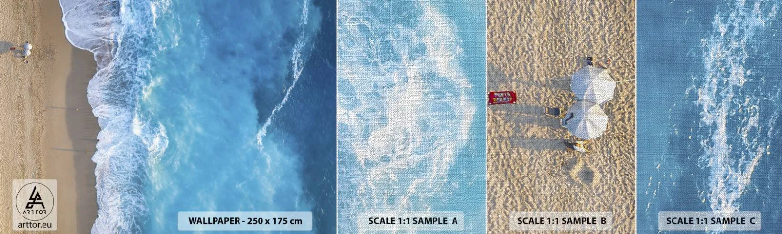 Fototapeten Muster Premium Canvas - Die Kraft des Blaus - Landschaft, Strand, Meer - 100x30 cm