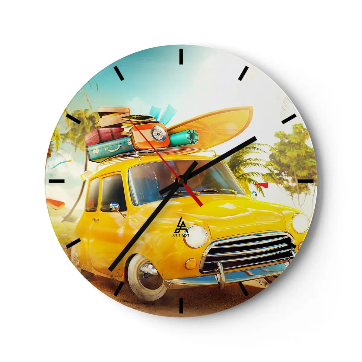 Wanduhr - Glasuhr - Eine Reise für mehr als ein Lächeln - 40x40 cm