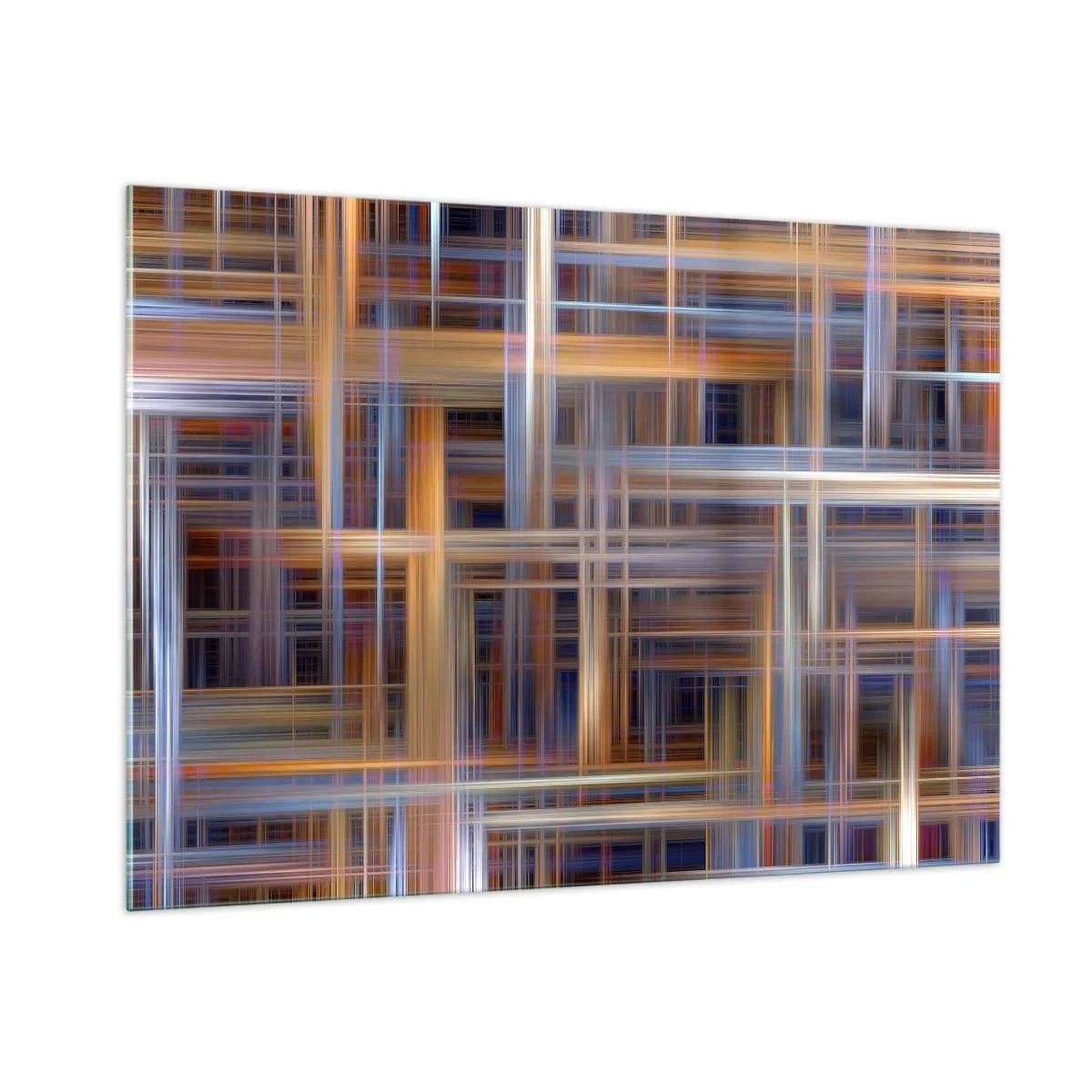 Glasbild - Bild auf glas - Geometrisches Muster aus Linien und Farben im abstrakten Stil - 100x70cm - Aus Licht gewebt - Moderne Wanddekoration für Wohnzimmer und Schlafzimmer ARTTOR