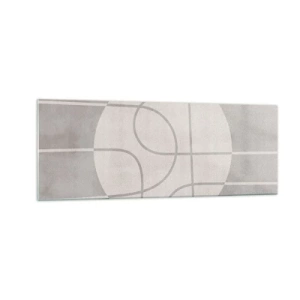 Glasbild - Bild auf glas - Geometrisches Muster in Grau- und Weißtönen - 140x50cm - Kreisförmig und geradeaus - Moderne Wanddekoration für Wohnzimmer und Schlafzimmer ARTTOR