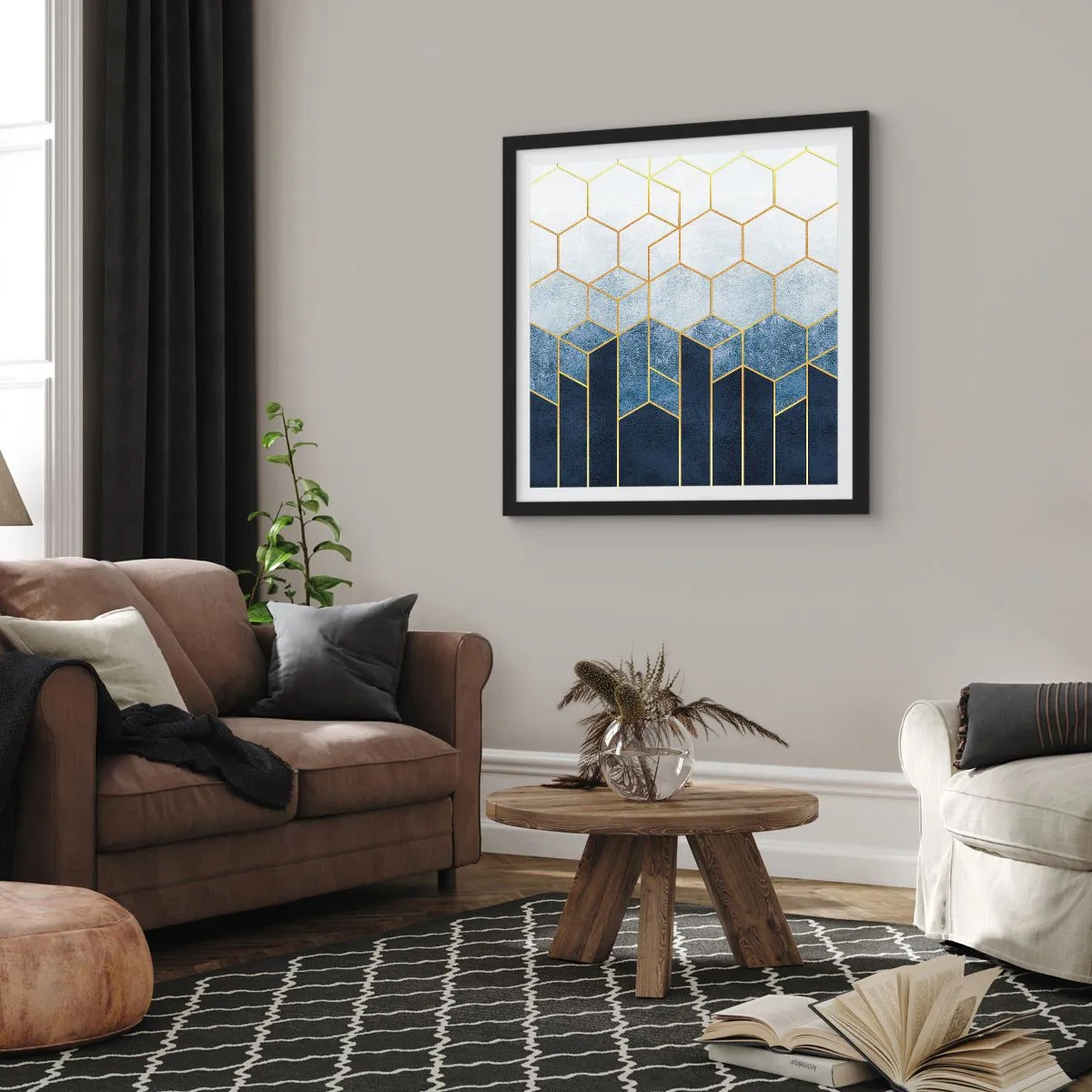 Poster in einem schwarzem Rahmen - Komposition im synkopischen Rhythmus - 30x30 cm