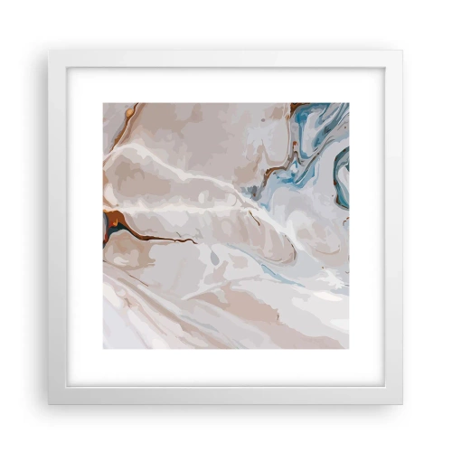 Poster in einem weißen Rahmen - Blau schlängelt sich unter dem Weiß - 30x30 cm