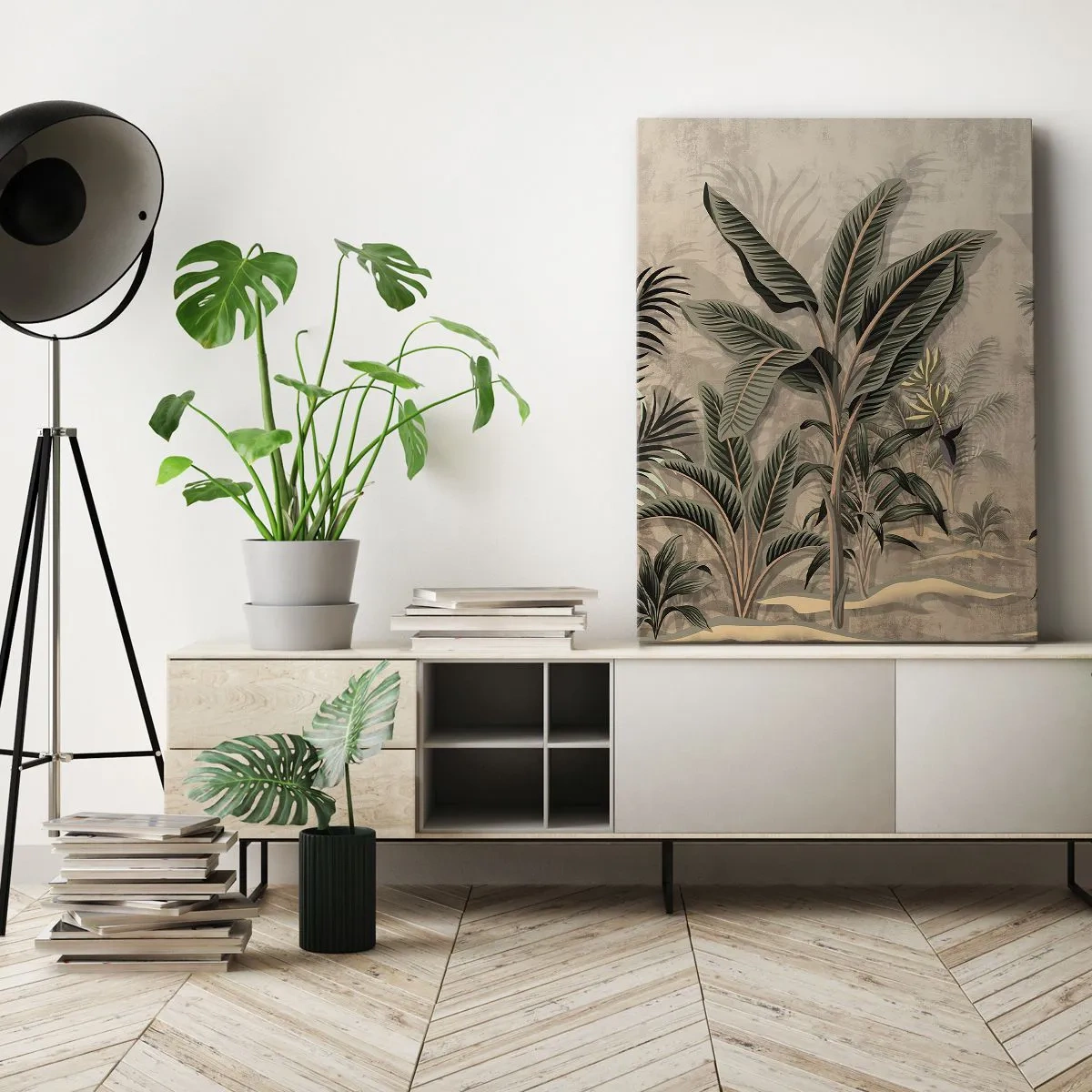 Bild auf Leinwand - Leinwandbild - Eine Gravur im Kolonialstil - 45x80 cm