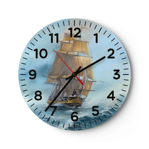 Wanduhr - Glasuhr - Über die Wellen gleiten - 40x40 cm