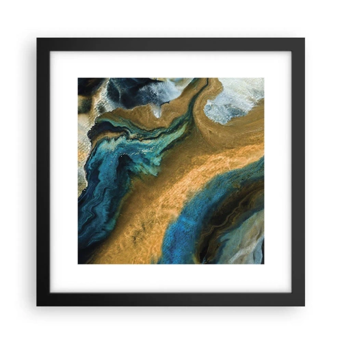 Poster in einem schwarzem Rahmen - Blau - Gelb - gegenseitige Beeinflussung - 30x30 cm