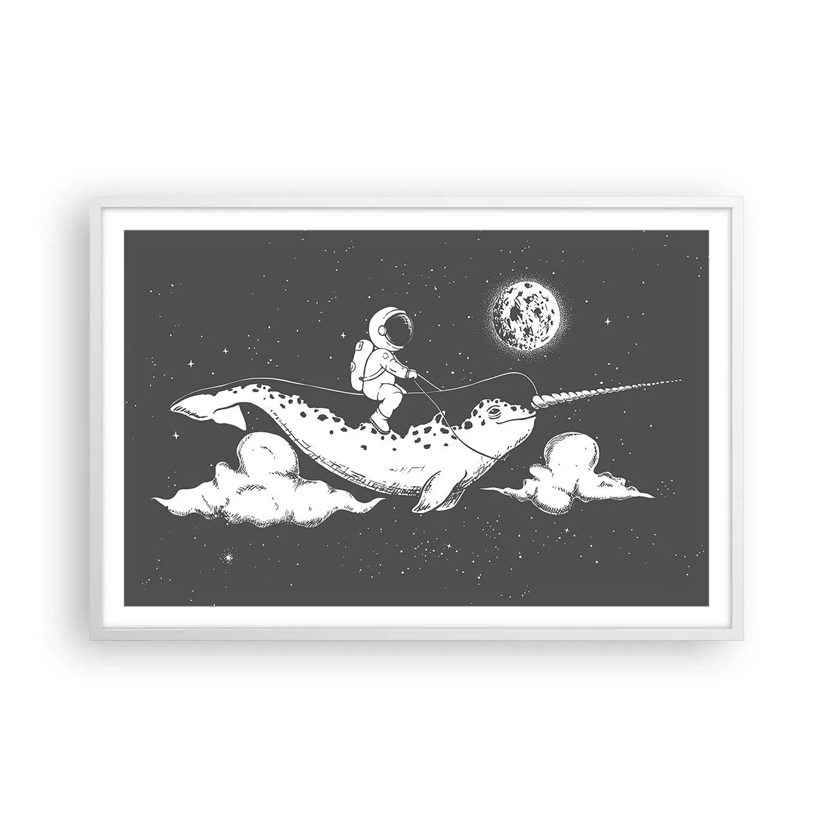 Poster in einem weißen Rahmen - Weltraumreiter - 91x61 cm