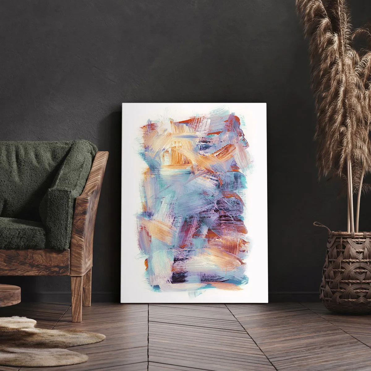 Bild auf Leinwand - Leinwandbild - Bunte Pinselstriche in einer abstrakten Komposition - 80x120cm - Buntes Durcheinander - Moderne Wanddekoration für Wohnzimmer und Schlafzimmer ARTTOR