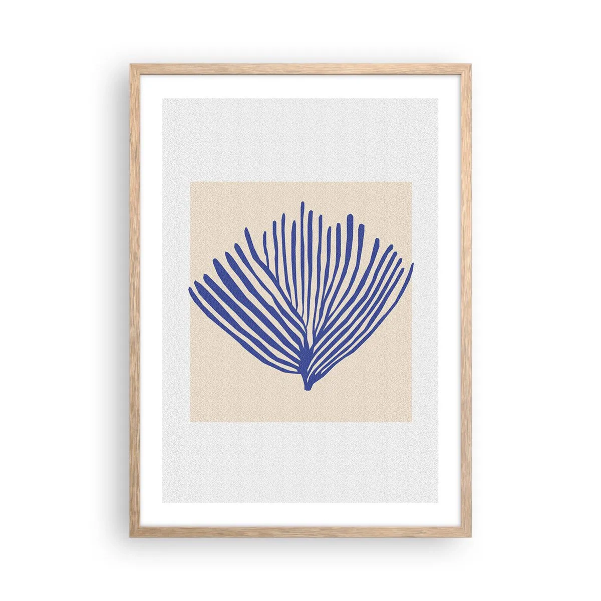 Poster in einem Rahmen aus heller Eiche - Blauer Fächer - 50x70 cm