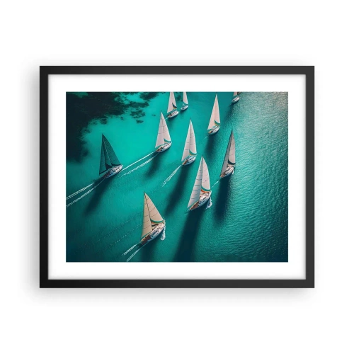 Poster in einem schwarzem Rahmen - Im Wettbewerb mit dem Wind - 50x40 cm