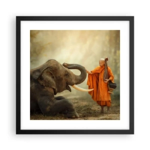 Poster in einem schwarzem Rahmen - Treffen unterwegs - 40x40 cm