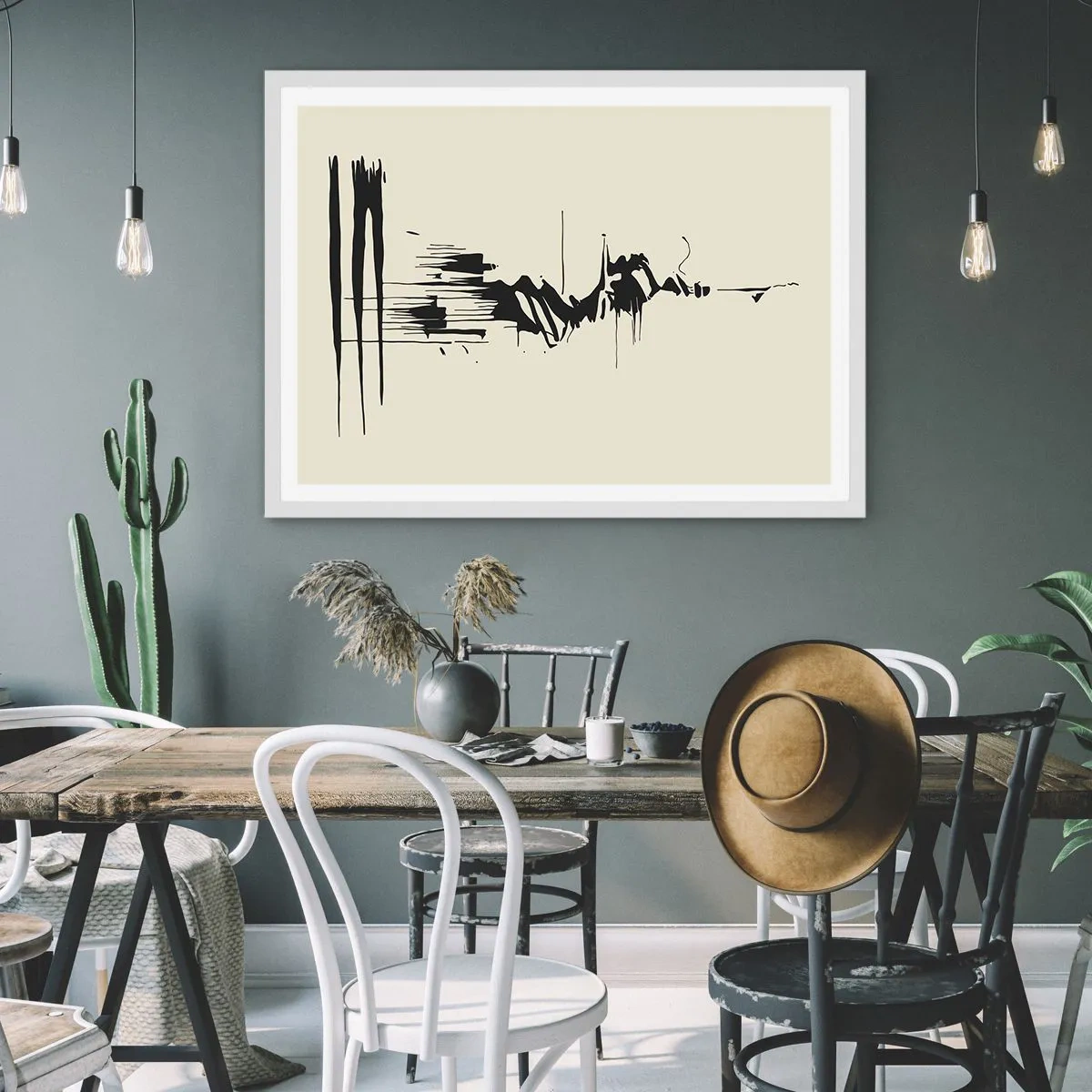 Poster in einem weißen Rahmen - Hastige Abstraktion - 50x40 cm