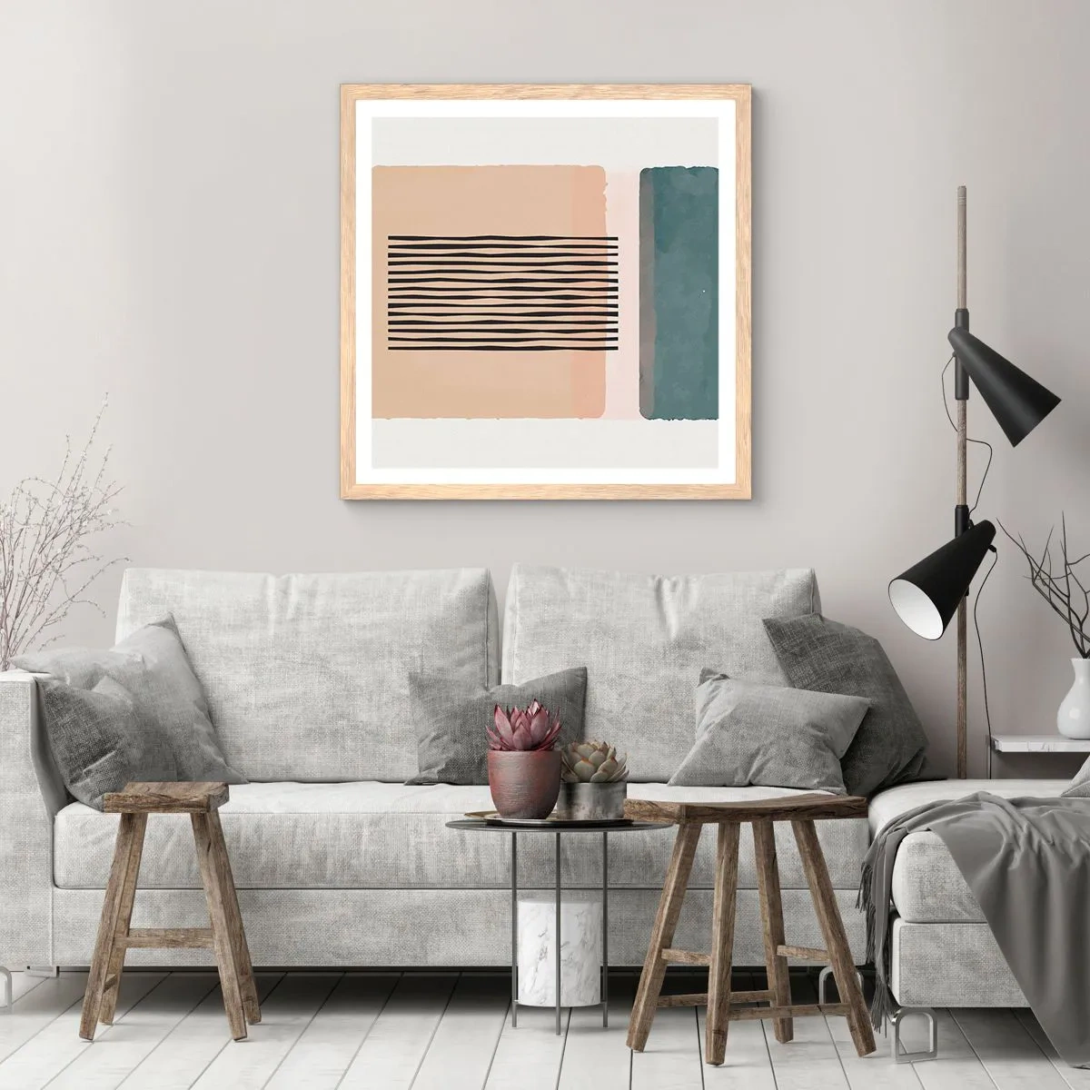 Poster in einem Rahmen aus heller Eiche - Alles ist in Ordnung - 60x60 cm