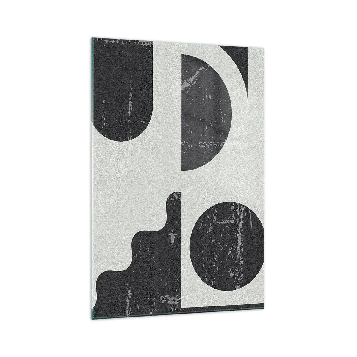 Glasbild - Bild auf glas - Geometrische Muster in Schwarz- und Grautönen - 70x100cm - Komposition oben und unten - Moderne Wanddekoration für Wohnzimmer und Schlafzimmer ARTTOR