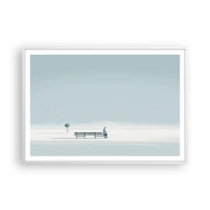 Poster in einem weißen Rahmen - Ja, ich warte. - 100x70 cm