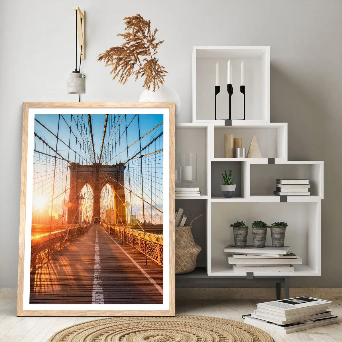 Poster in einem Rahmen aus heller Eiche - Auf der goldenen Brücke - 30x40 cm