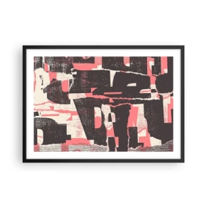Poster in einem schwarzem Rahmen - Eine abstrakte Komposition in Rosa- und Brauntönen. - 70x50cm - All dieser Lärm - Moderne Wanddekoration für Wohnzimmer und Schlafzimmer ARTTOR
