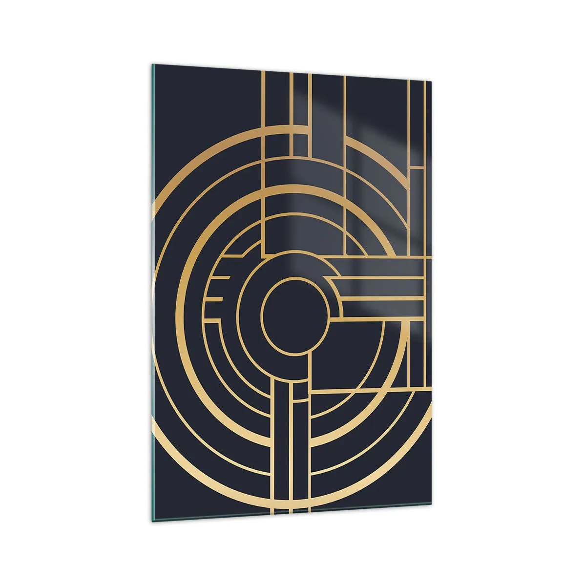 Glasbild - Bild auf glas - Geometrisches Muster mit goldenen Linien - 70x100cm - Wendungen der Dinge - Moderne Wanddekoration für Wohnzimmer und Schlafzimmer ARTTOR