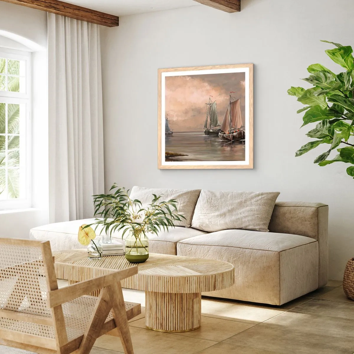 Poster in einem Rahmen aus heller Eiche - Die Rückkehr der Matrosen - 60x60 cm