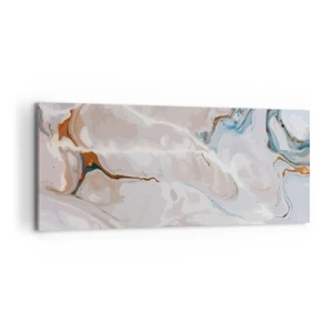 Bild auf Leinwand - Leinwandbild - Abstraktes Muster in Weiß- und Blautönen - 120x50cm - Blau schlängelt sich unter dem Weiß - Moderne Wanddekoration für Wohnzimmer und Schlafzimmer ARTTOR