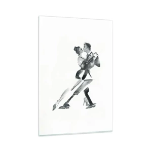 Glasbild - Bild auf glas - Eine subtile Illustration eines tanzenden Paares im monochromen Stil. - 80x120cm - In einem Schlag - Moderne Wanddekoration für Wohnzimmer und Schlafzimmer ARTTOR
