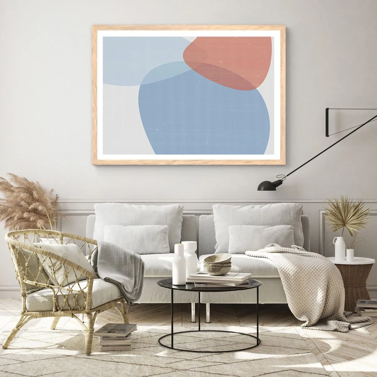 Poster in einem Rahmen aus heller Eiche - Pastellbeziehungen - 91x61 cm