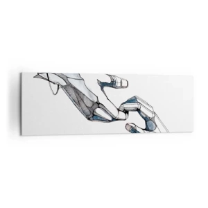 Bild auf Leinwand - Leinwandbild - Künstlerische Darstellung einer Hand in minimalistischer und geometrischer Form - 160x50cm - Eine gute Geste - Moderne Wanddekoration für Wohnzimmer und Schlafzimmer ARTTOR
