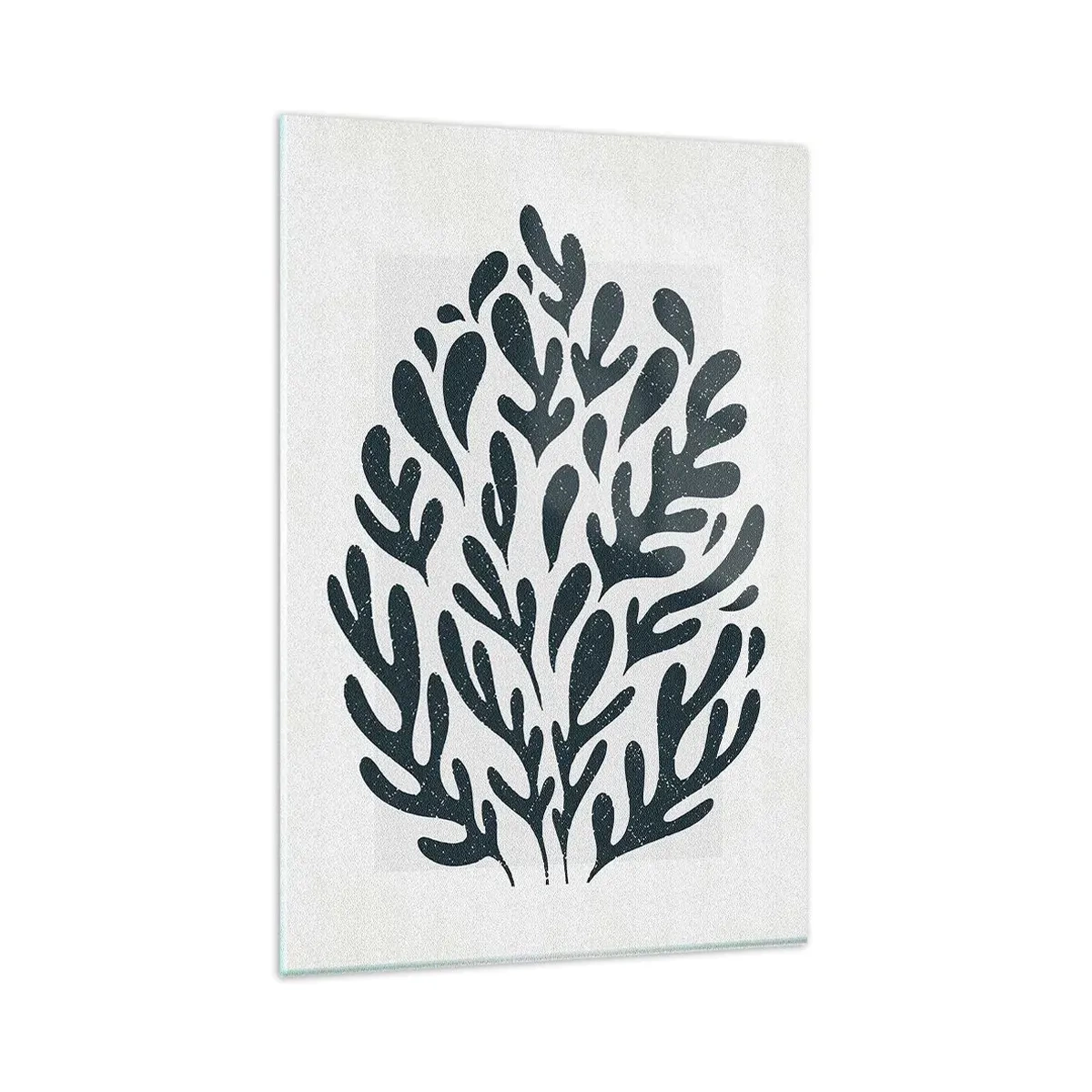 Glasbild - Bild auf glas - Dunkles abstraktes Blattmotiv auf hellem Hintergrund - 80x120cm - Formen der Natur - Moderne Wanddekoration für Wohnzimmer und Schlafzimmer ARTTOR