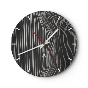 Wanduhr - Glasuhr - Abstrakte Linien auf dunklem Hintergrund - 30x30cm - Rhythmus und Akzent - Moderne Wanddekoration für Wohnzimmer, Küche und Schlafzimmer ARTTOR