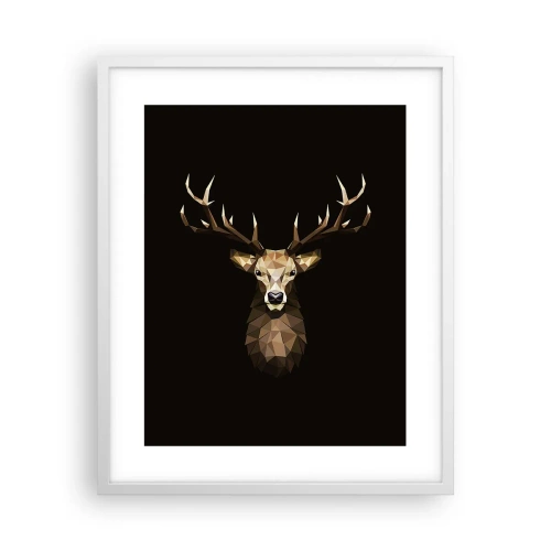 Poster in einem weißen Rahmen - Kubistischer Hirsch - 40x50 cm