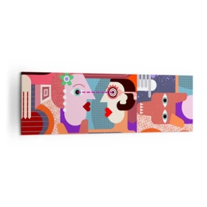 Bild auf Leinwand - Leinwandbild - Abstrakte Figuren in lebendigen Farben - 160x50cm - Augenhöhe - Moderne Wanddekoration für Wohnzimmer und Schlafzimmer ARTTOR