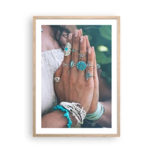 Poster in einem Rahmen aus heller Eiche - Willkommen im Zentrum des Seins - 50x70 cm