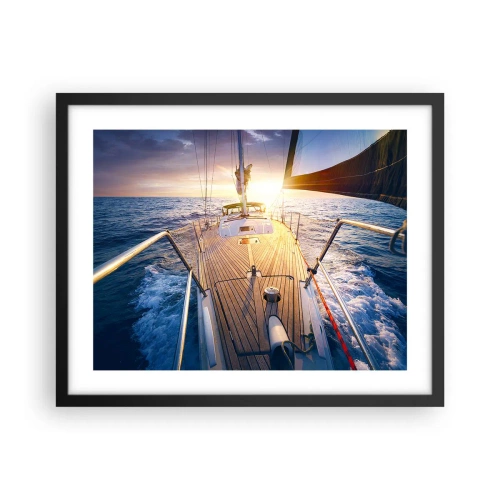 Poster in einem schwarzem Rahmen - Laufen unter den Wellen - 50x40 cm