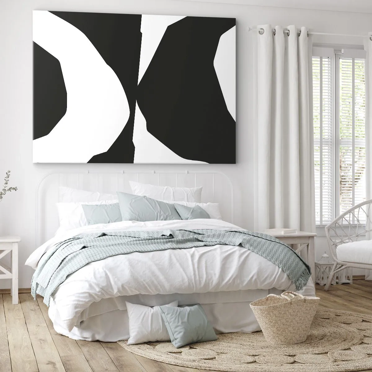 Bild auf Leinwand - Leinwandbild - Abstraktes Kontrastmuster in Schwarz und Weiß - 120x80cm - Positiv negativ - Moderne Wanddekoration für Wohnzimmer und Schlafzimmer ARTTOR