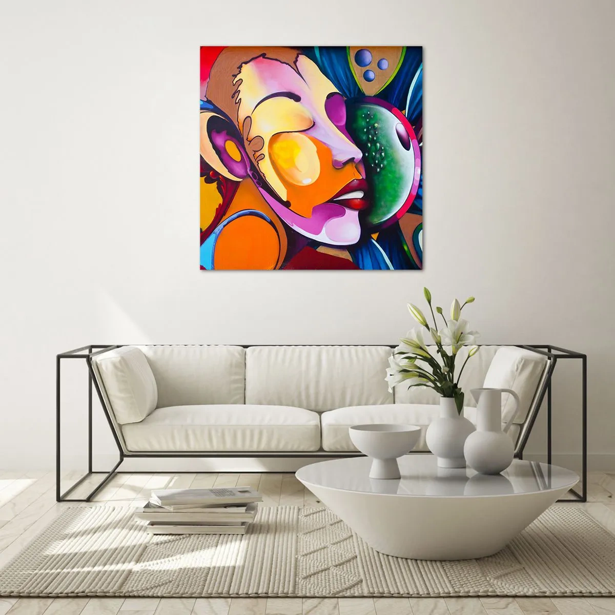 Glasbild - Bild auf glas - Mit Farbe berühren - 70x70 cm