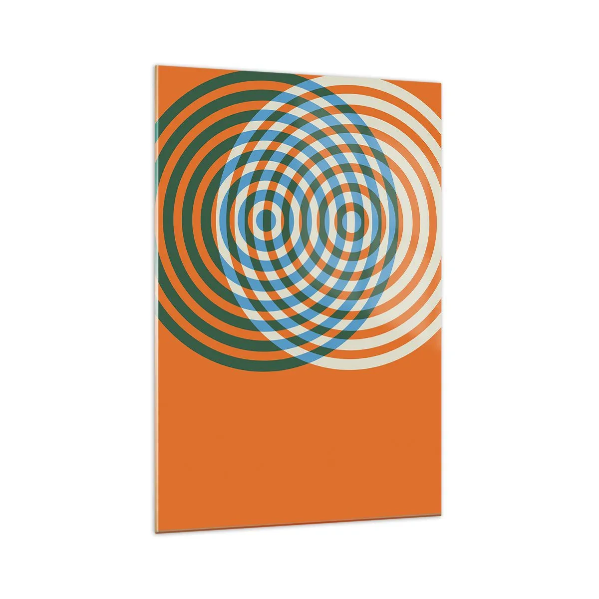 Glasbild - Bild auf glas - Konzentrische Kreise auf orangefarbenem Hintergrund - 70x100cm - Abstrakte kreisförmige Variation - Moderne Wanddekoration für Wohnzimmer und Schlafzimmer ARTTOR