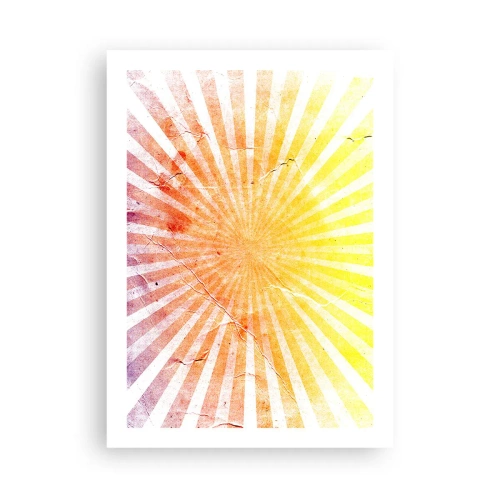Poster - Abstraktes Strahlenmuster in Gelb- und Rottönen - 50x70cm - Sonnenaufgänge und Sonnenuntergänge - Moderne Wanddekoration für Wohnzimmer und Schlafzimmer ARTTOR