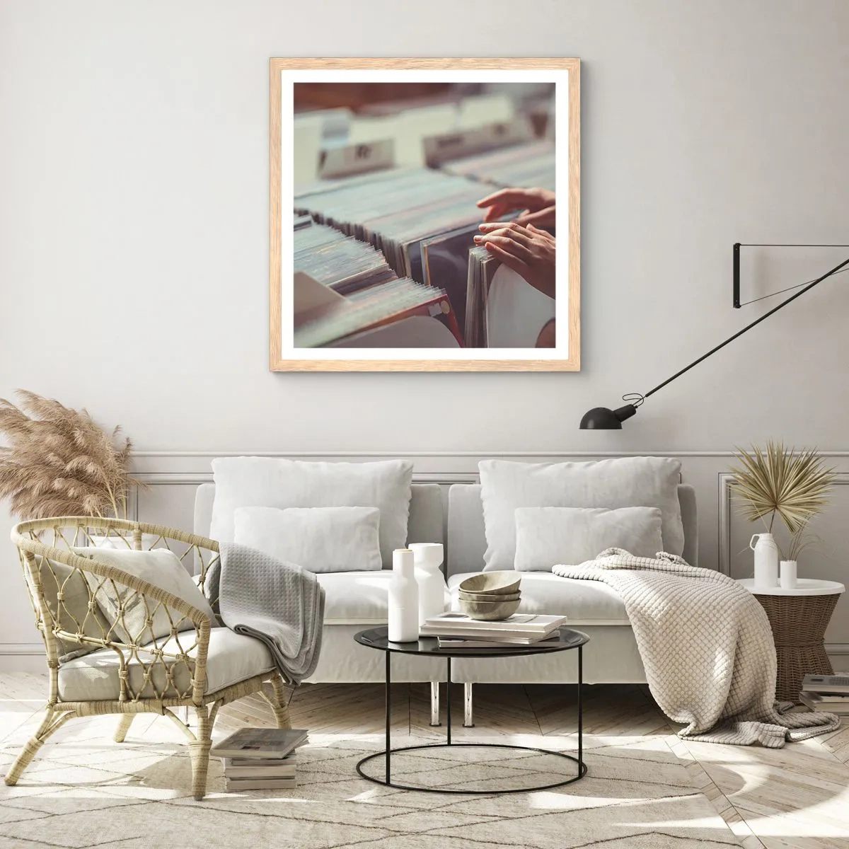 Poster in einem Rahmen aus heller Eiche - Auf der Suche nach Emotionen - 60x60 cm