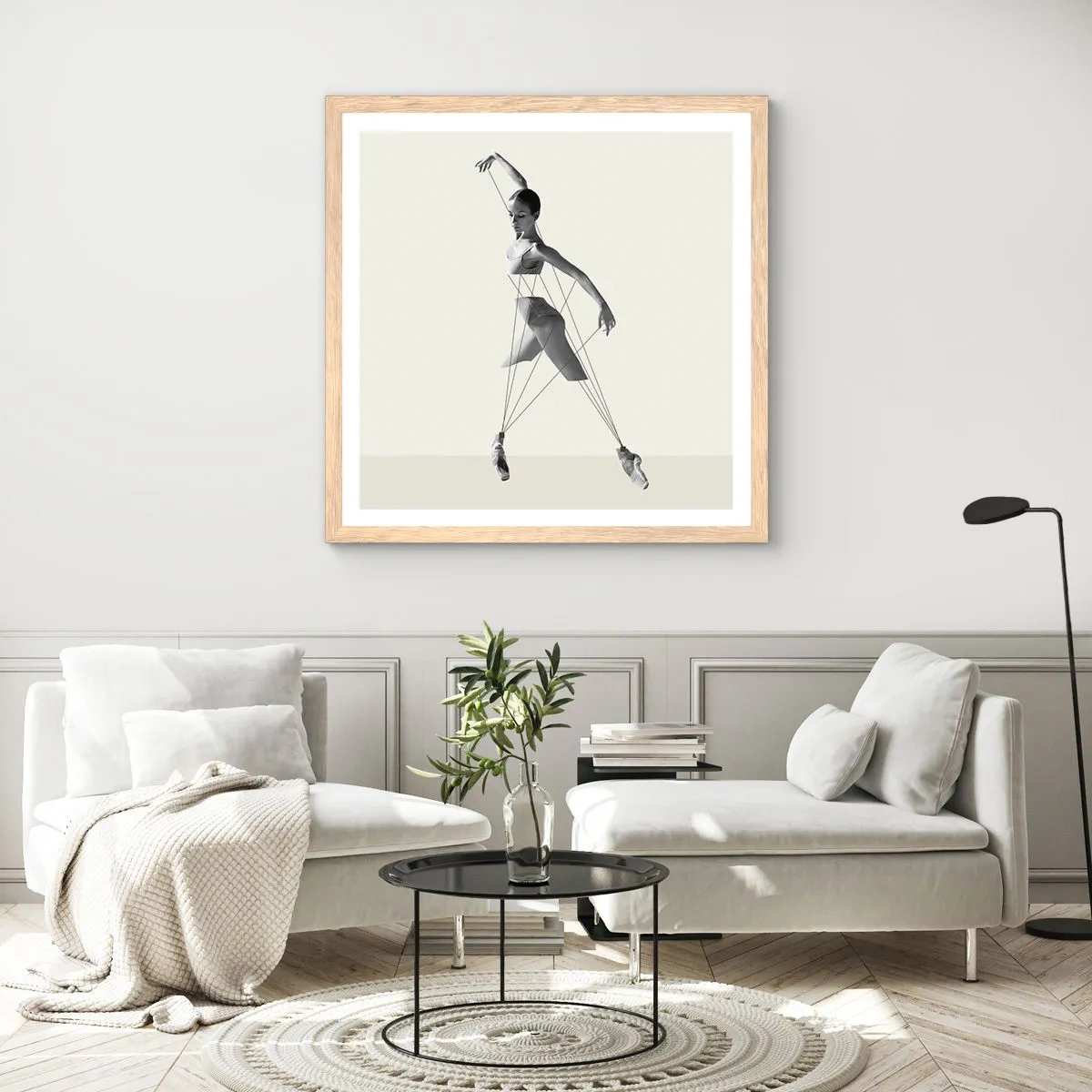 Poster in einem Rahmen aus heller Eiche - Im Theater der Welt - 30x30 cm